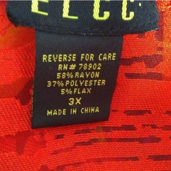 ELCC Women's Coral Orange See Through Button Down Quarter‎ Sleeve Blouse Size 3X - Picture 2 of 7